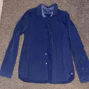 American eagle outfitters blue w/ yellow stripes button up shirt